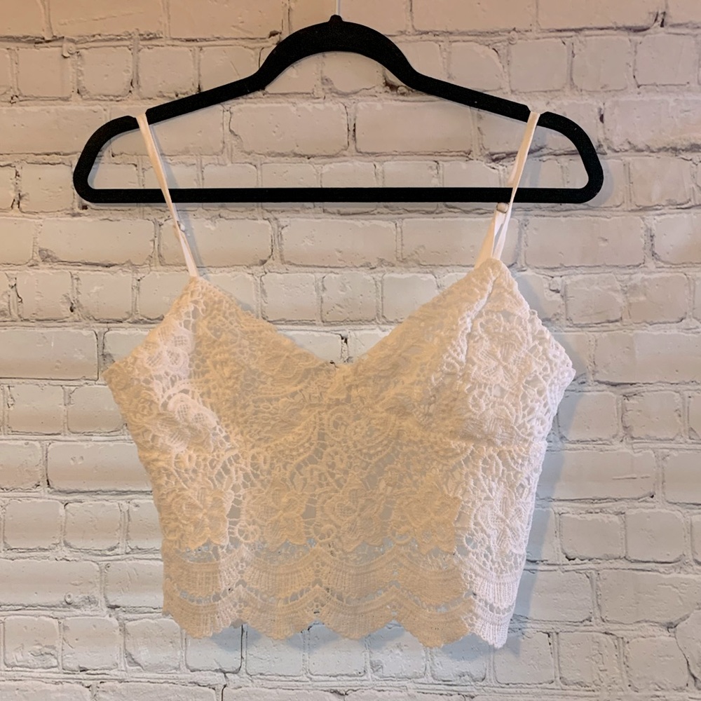 Cropped Crocheted Bustier Style Cami